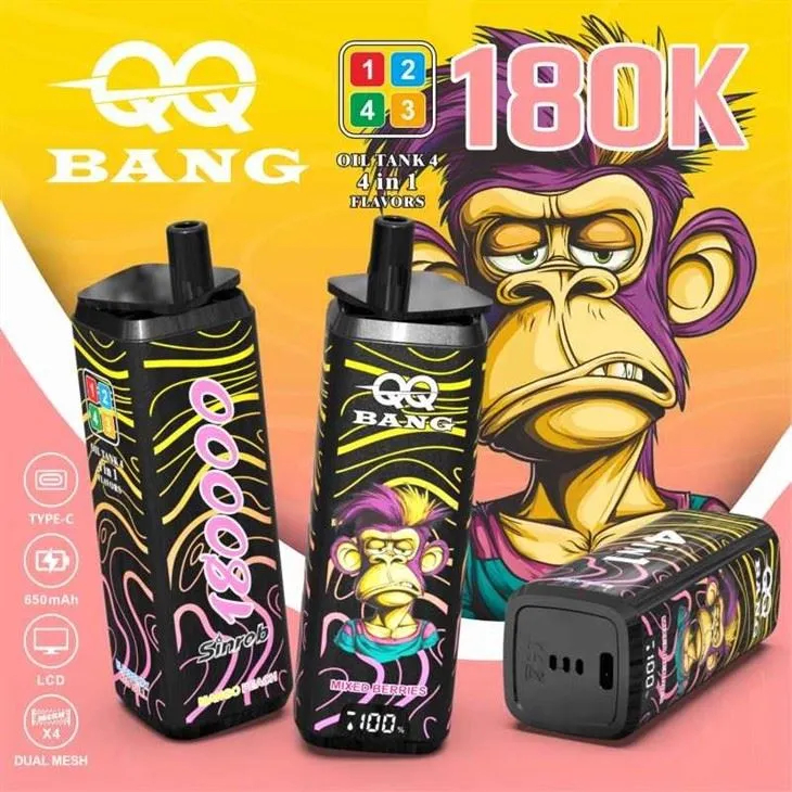 QQ BANG 180000 | 4-in-1 quad flavor, 180000 puffs, monkey design, bulk disposable vape