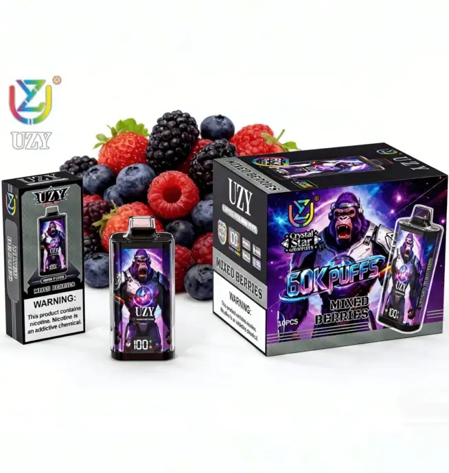 UZY Crystal Star 60K | 60000 puffs, smart display, dual mesh coil, 12 flavors, bulk disposable vape - Image 7