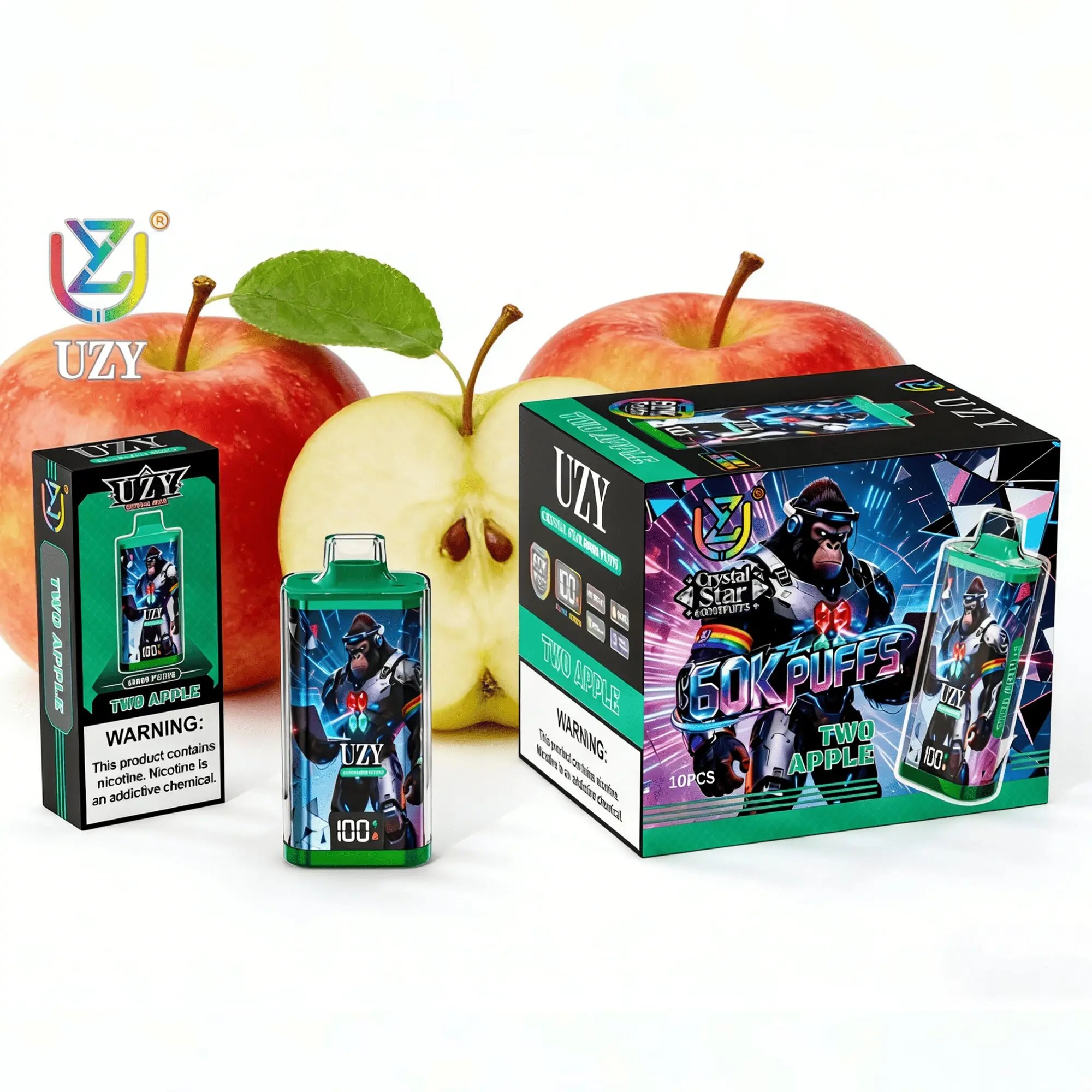 UZY Crystal Star 60K | 60000 puffs, smart display, dual mesh coil, 12 flavors, bulk disposable vape - Image 4