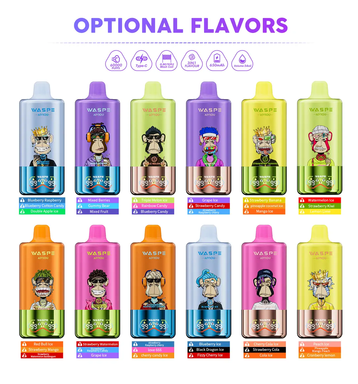 Waspe Aiviou 3in1 60000 Puffs Disposable Vape